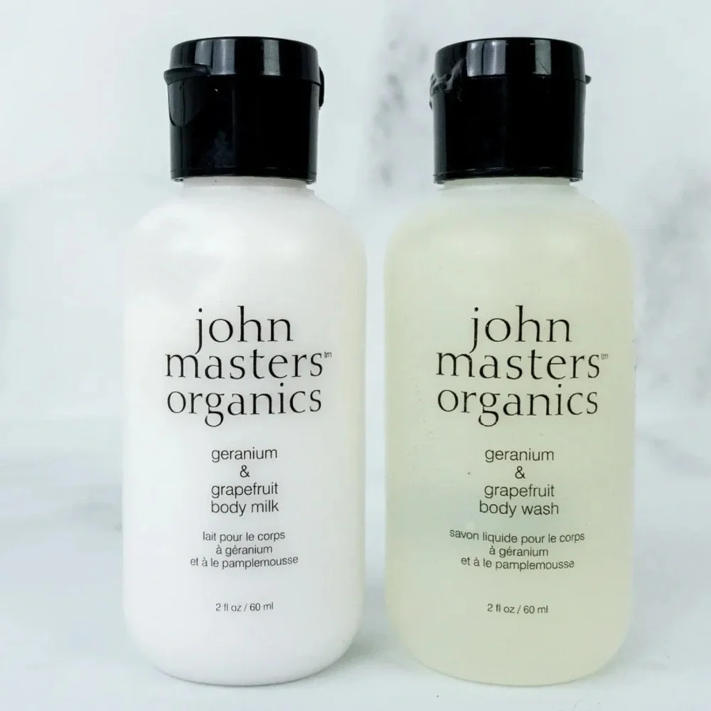 John Masters Organics Body Milk & Body Wash in Geranium & Grapefruit